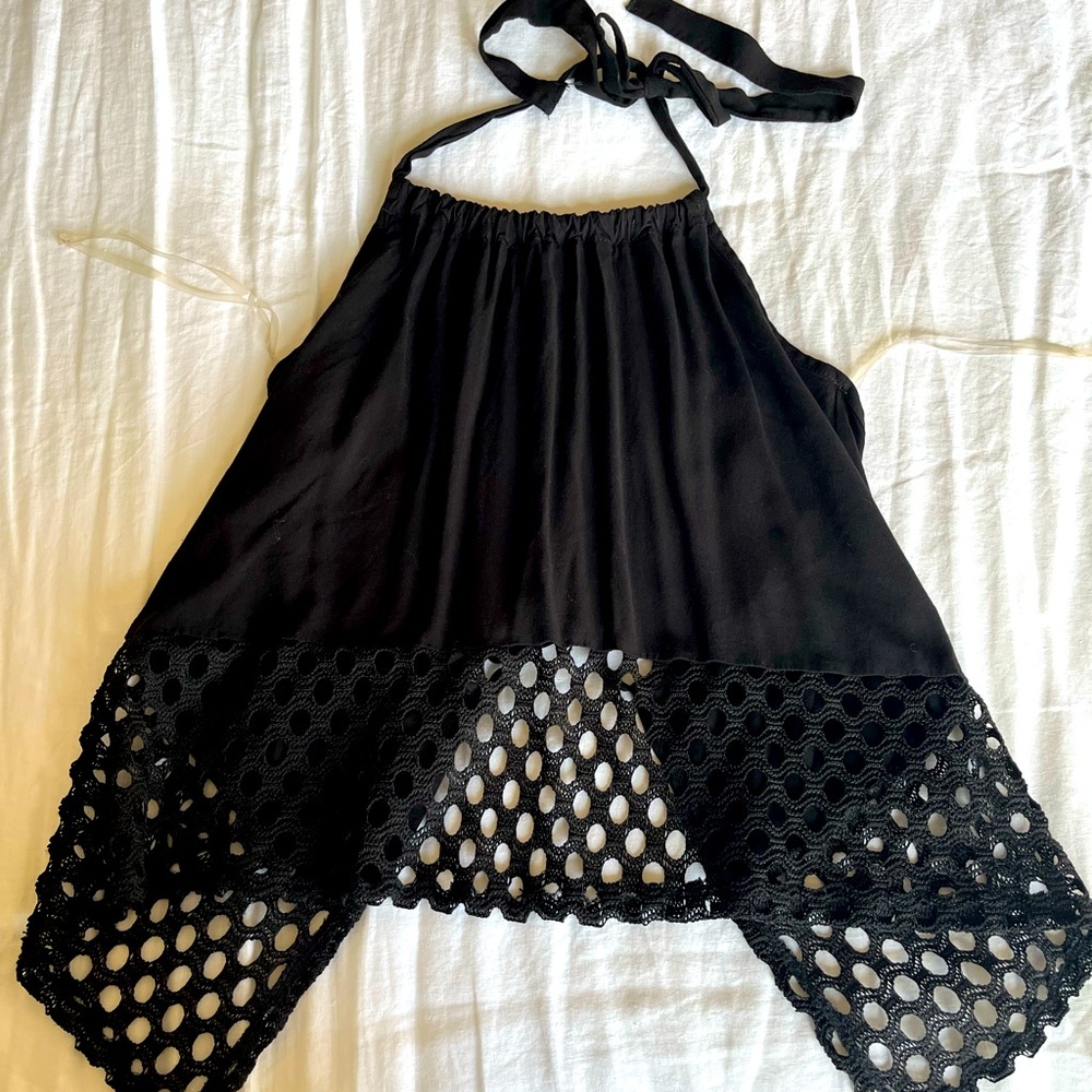 Black halter wrap tie top size M